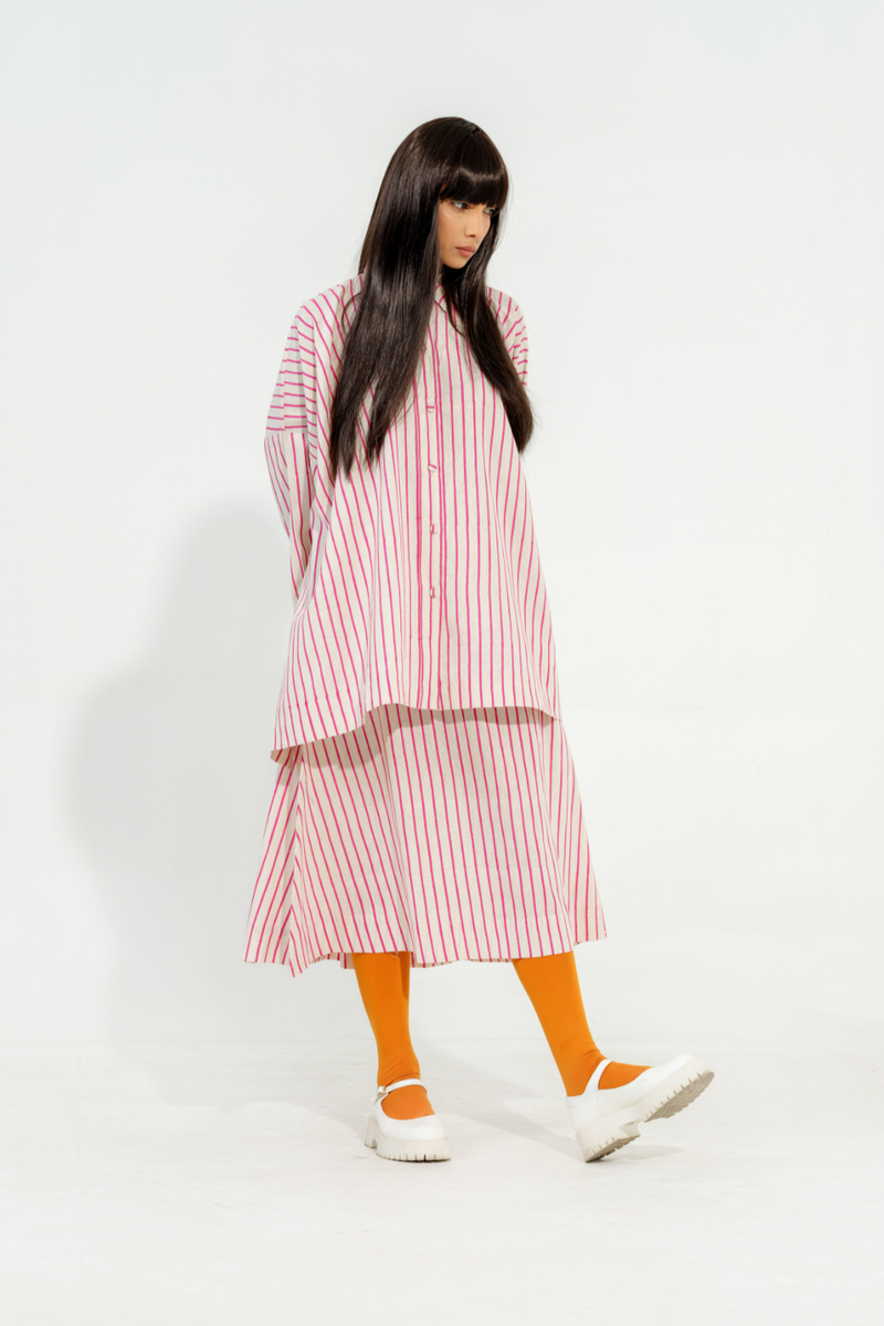 Lavender Skirt cotton muslin skirts by Stoique in natural, pink for women Worldwide