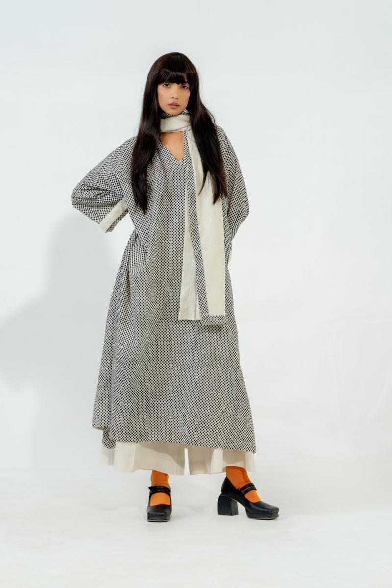 Moringa Dress cotton muslin dresses by Stoique in natural, black for women Worldwide
