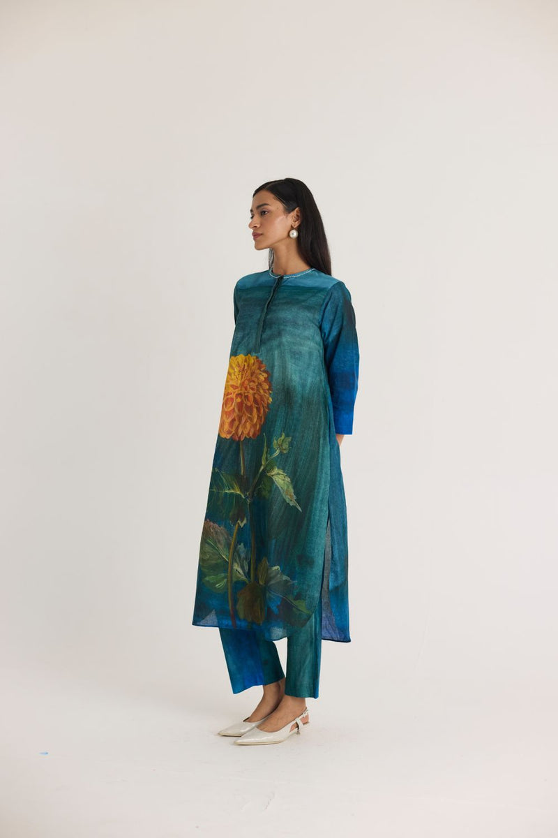 DILLY DALLY LONG KURTA SET cotton by Yam in multi color for women Worldwide