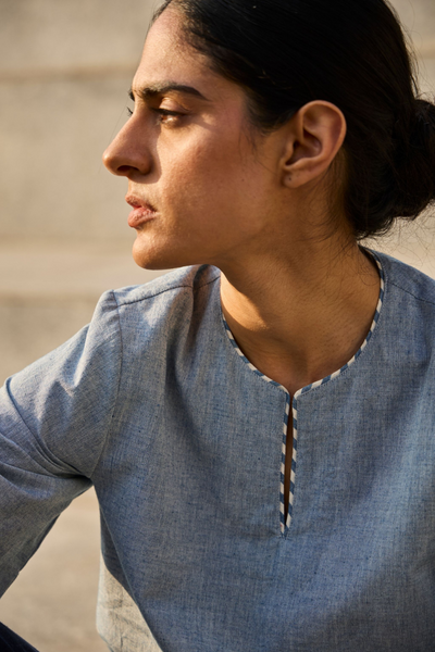 Polina Handwoven Blue Top