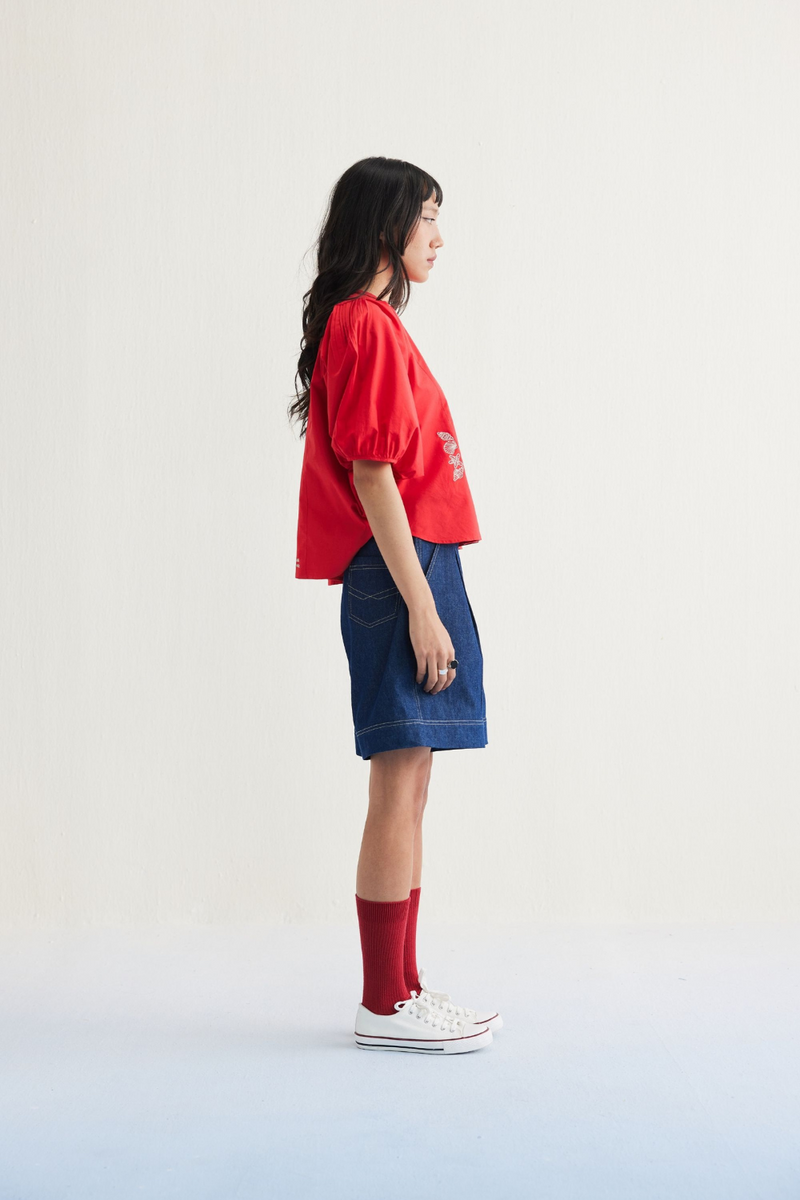 Ocean Air Organic Cotton Top poplin by SUI in red color for women Worldwide