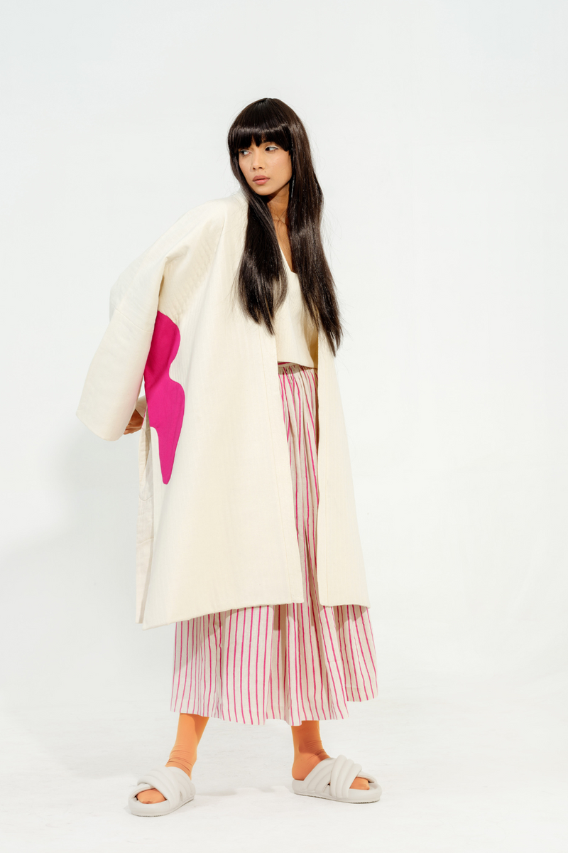 Shitake Jacket cotton matty jackets and overlays by Stoique in natural, pink for women Worldwide