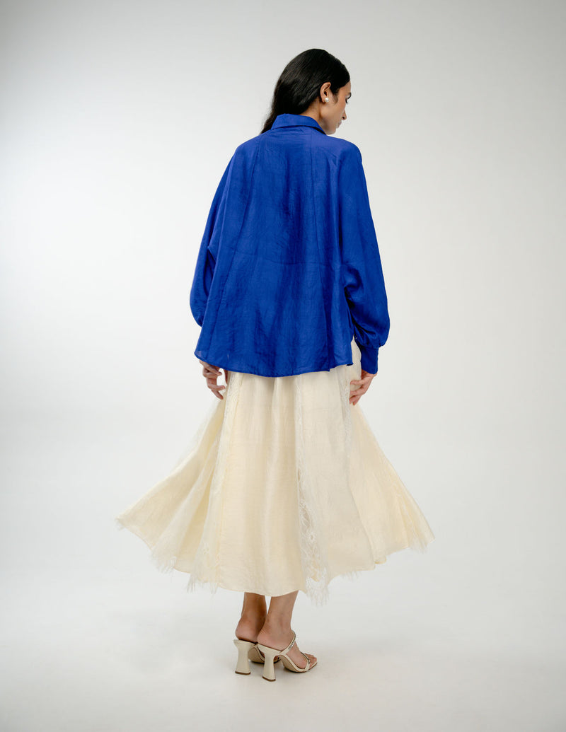 Woven Memory Shirt mulberry silk top/shirt by Ode to Odd in blue for women Worldwide