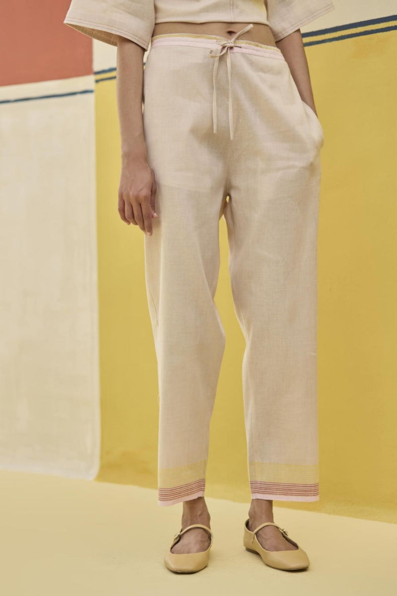 Reya Classic Border Pant - Sand by Manan in natural color for women Worldwide