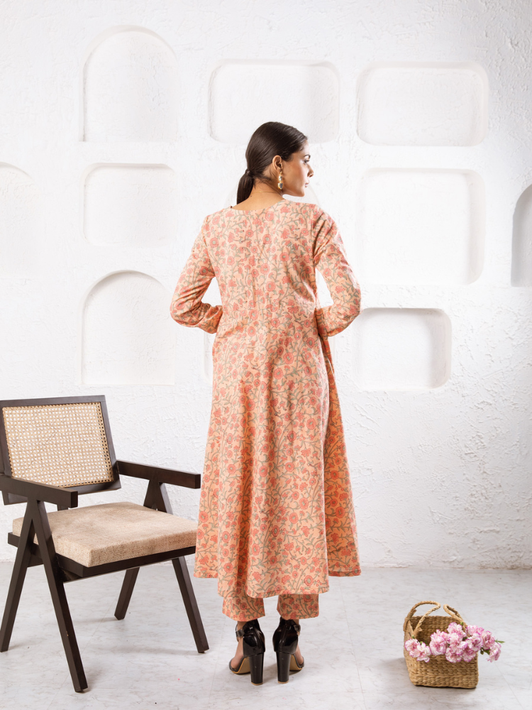 Peach Gardenia Kurta Set Kurta Sets by Marche for women Worldwide
