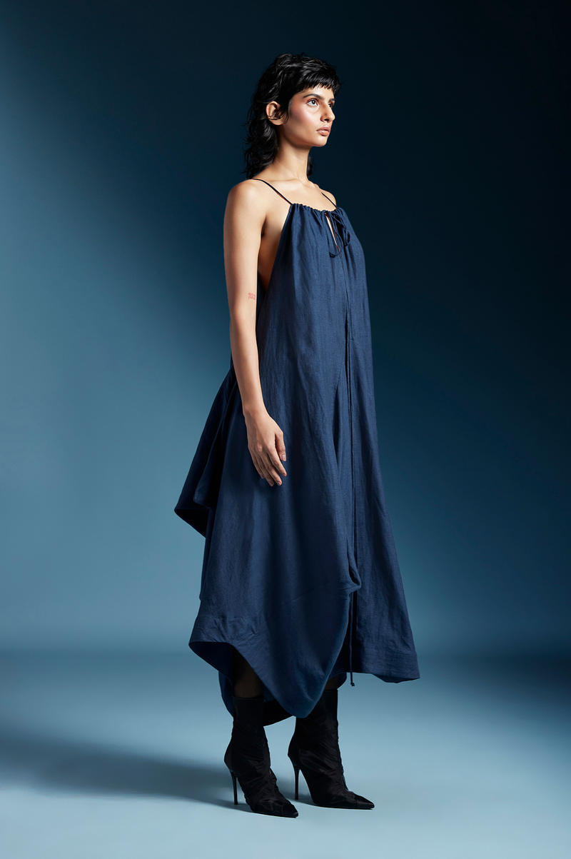 Ilaria Dress-Midnight Blue by Chola in blue color for women Worldwide