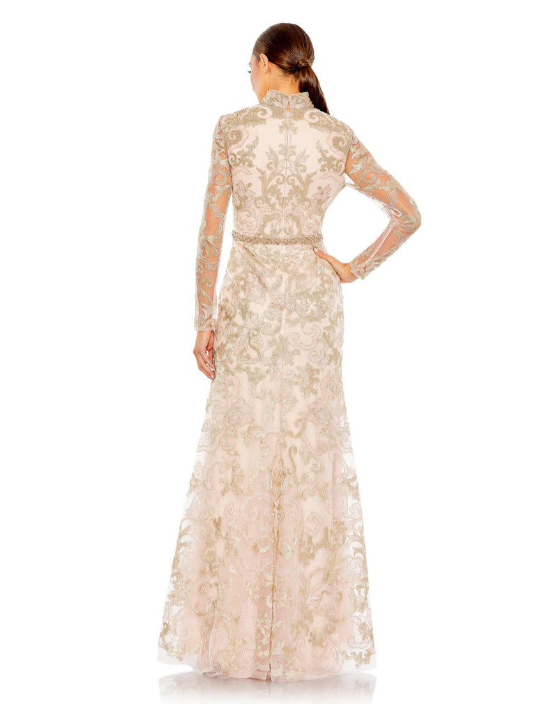 MD-11165 Full Sleeves Long Gown-Pink by Mac Duggal in pink color for women Worldwide