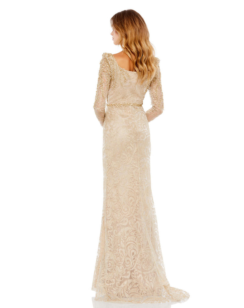 MD-11187 Mermaid Long Gown-Gold by Mac Duggal in gold color for women Worldwide