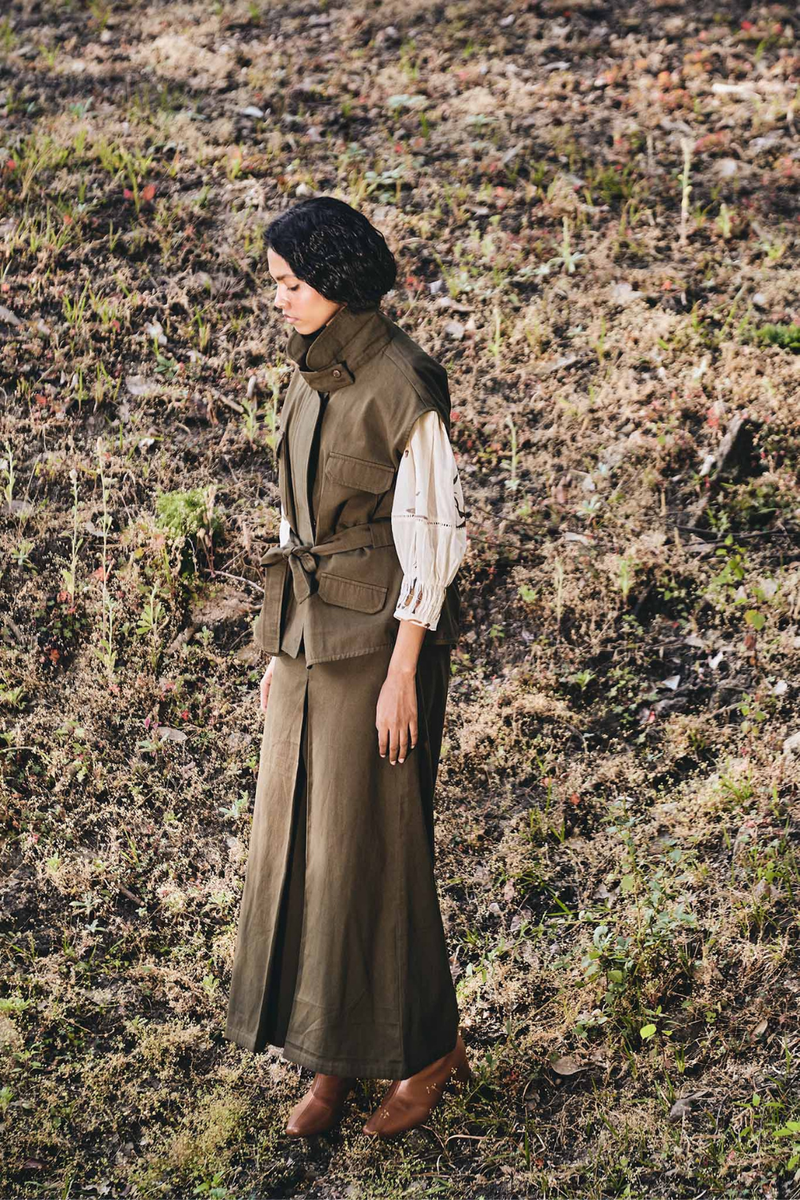 Forest Canopy Pants twill by Khara Kapas in green for women Worldwide