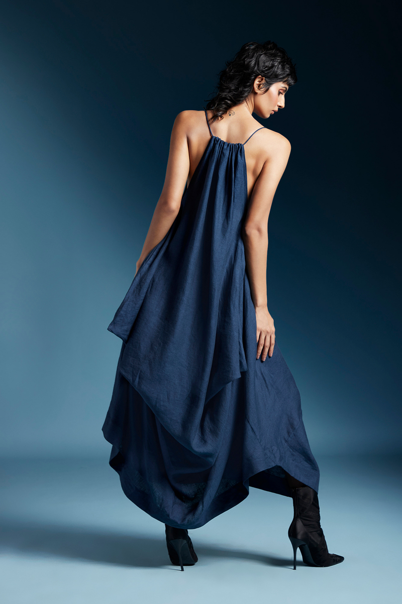 Ilaria Dress-Midnight Blue by Chola in blue color for women Worldwide