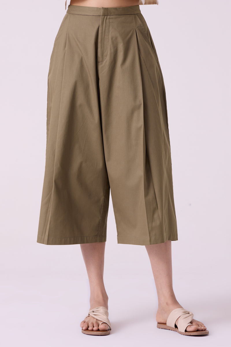 Frances Olive Pants organic cotton twill pant/trouser by The Summer House in olive for women Worldwide