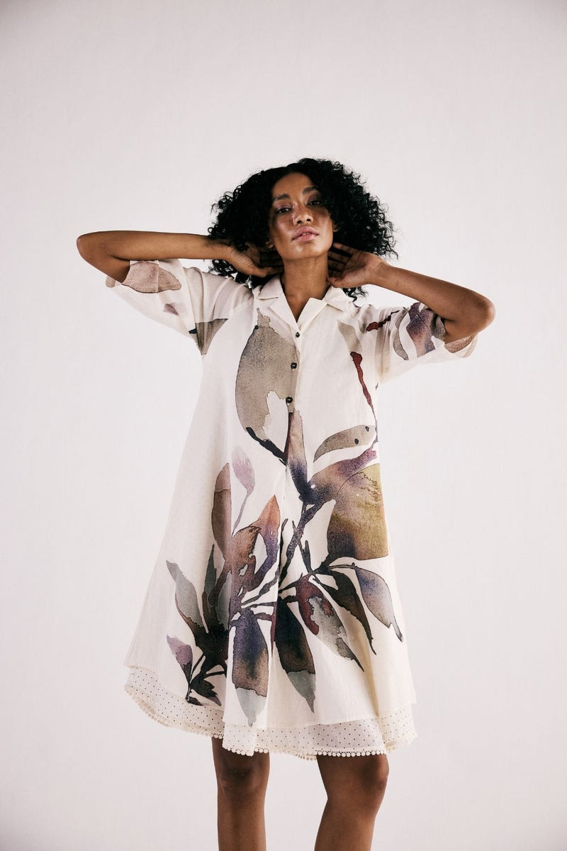 IVORY BLOOM DRESS cotton by Khara Kapas in white for women Worldwide