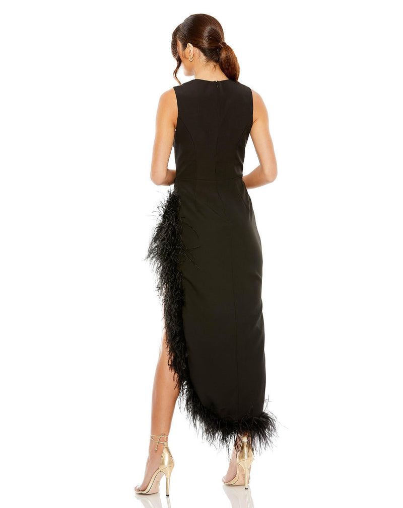 MD-11626 Feathered Dress-Black by Mac Duggal in black color for women Worldwide