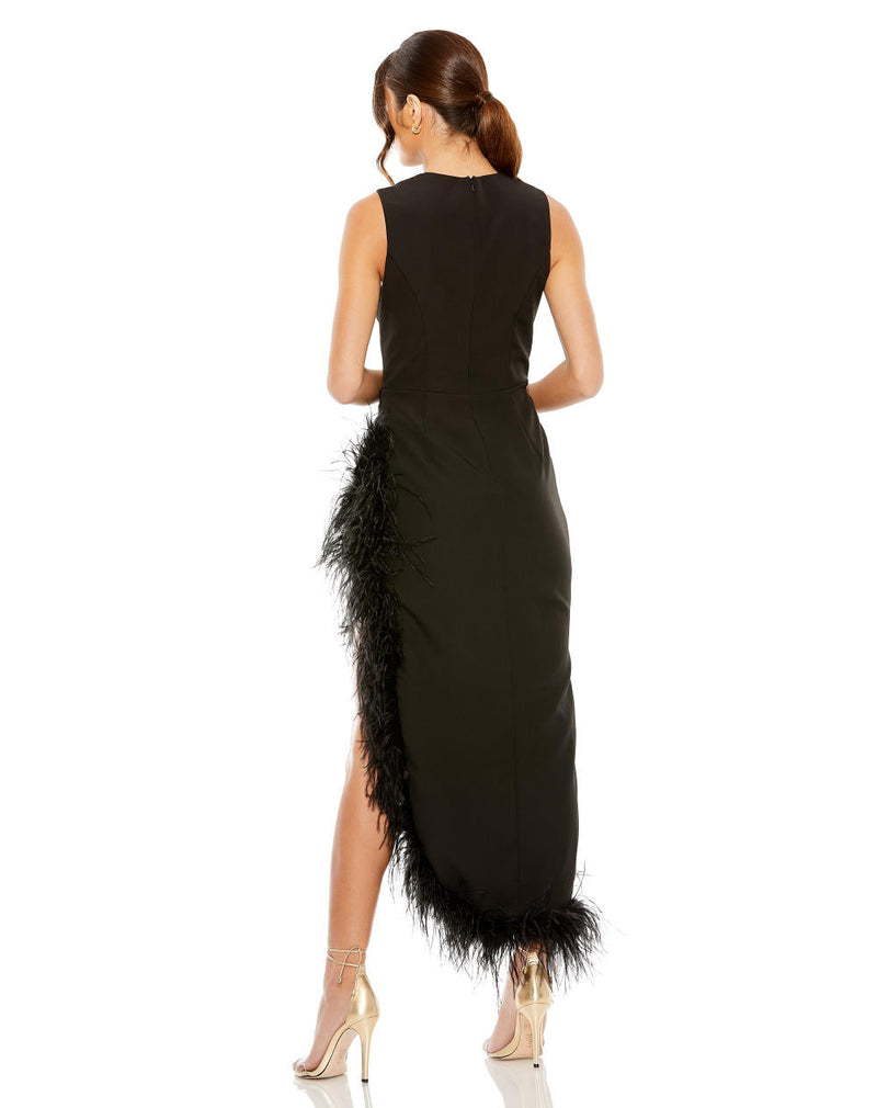 MD-11626 Feathered Dress-Black by Mac Duggal in black color for women Worldwide