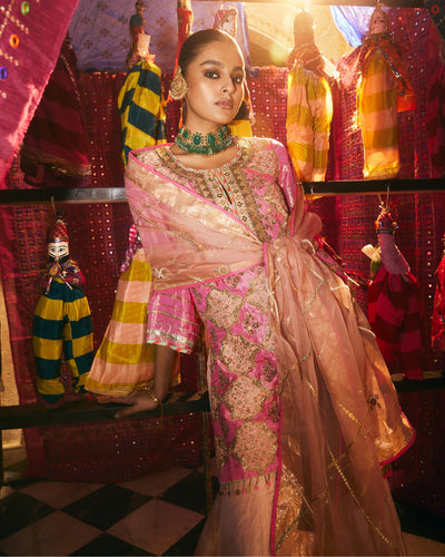 Khel Hot Pink Gharara Set