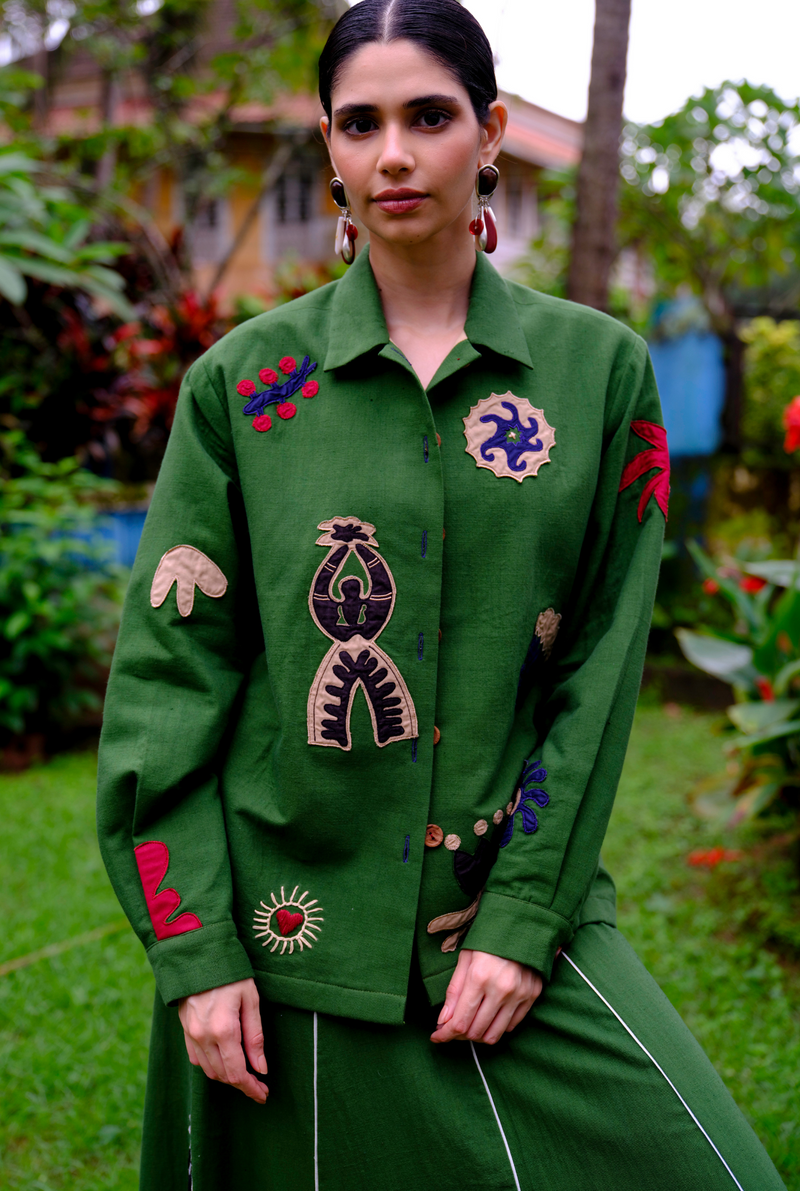 Zuri applique handloom jacket cotton by JodiLife for women Worldwide