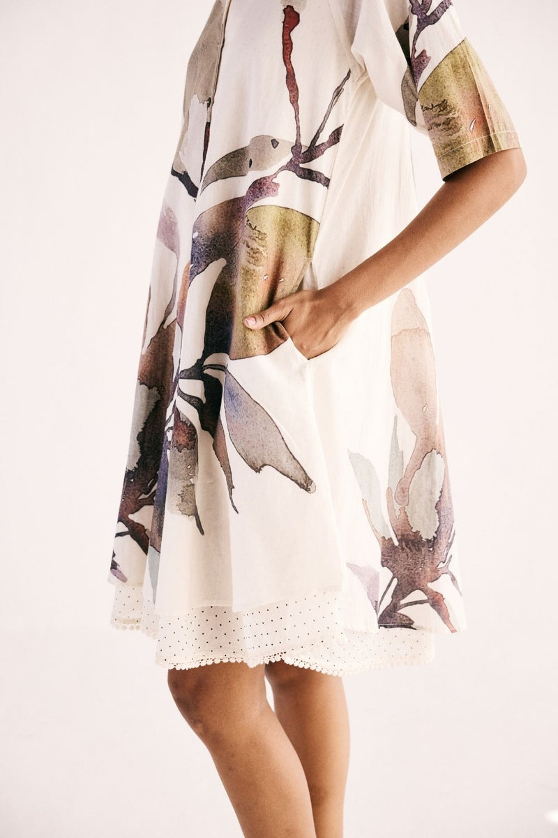IVORY BLOOM DRESS cotton by Khara Kapas in white for women Worldwide