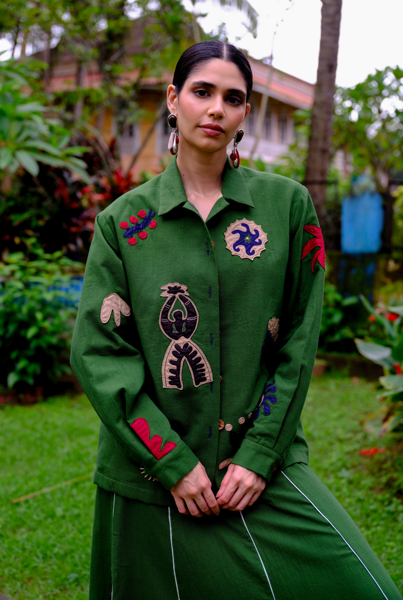 Zuri applique handloom jacket cotton by JodiLife for women Worldwide