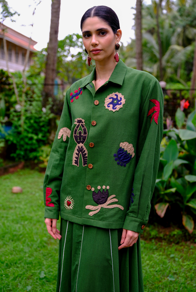 Zuri applique handloom jacket cotton by JodiLife for women Worldwide