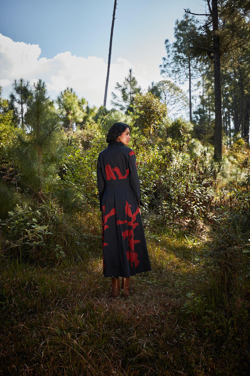 Black Woods Dress cotton by Khara Kapas in multi for women Worldwide