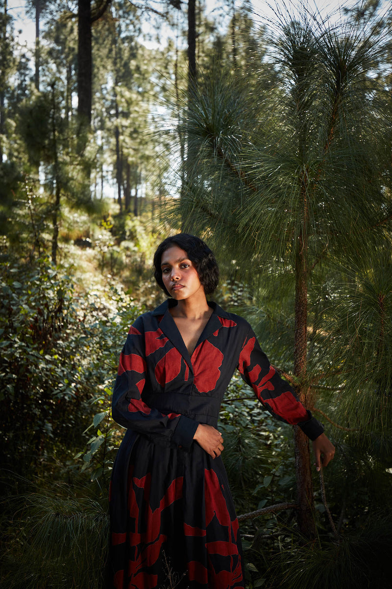 Black Woods Dress cotton by Khara Kapas in multi for women Worldwide