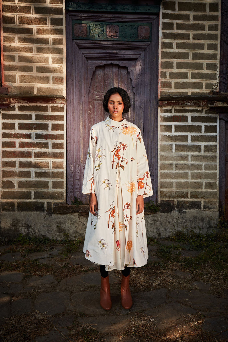 Snowcap Trench Dress by Khara Kapas in white for women Worldwide