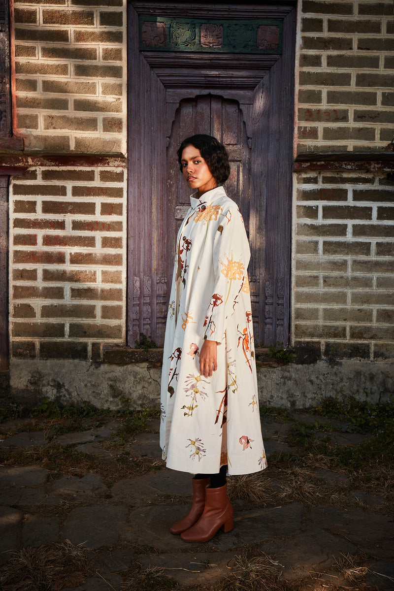 Snowcap Trench Dress by Khara Kapas in white for women Worldwide