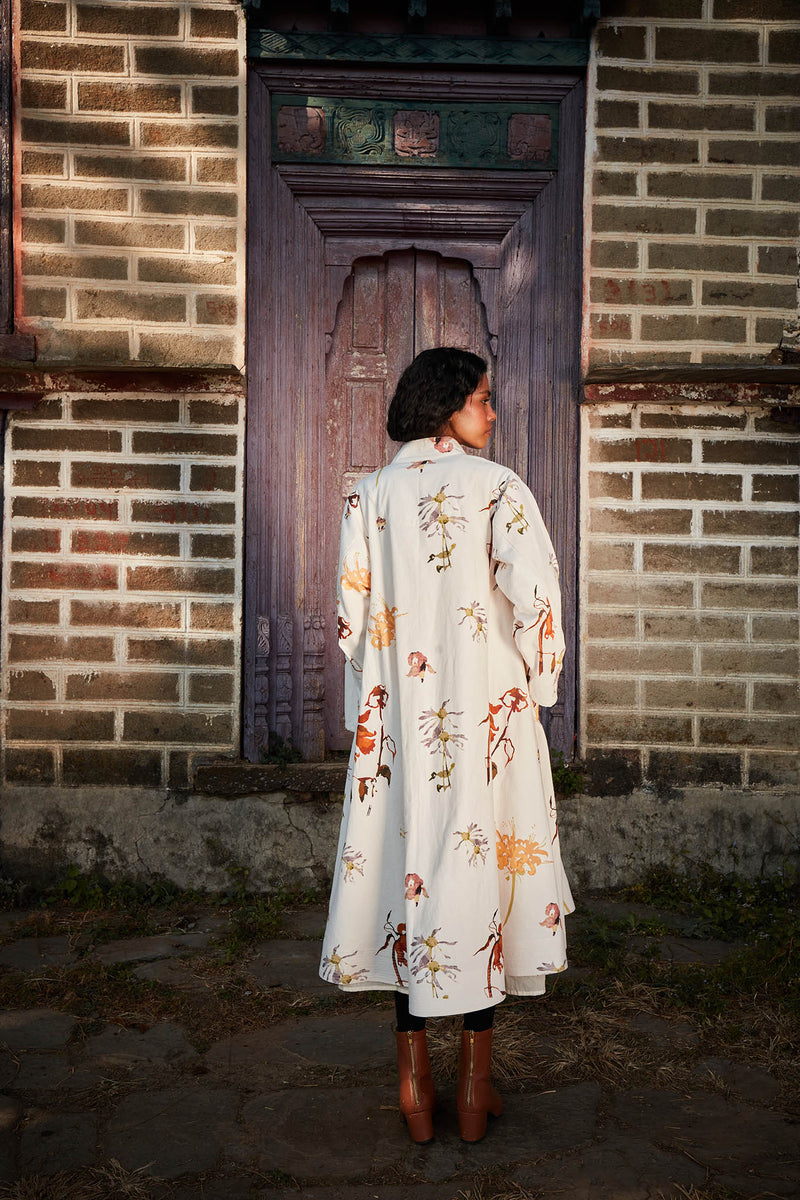 Snowcap Trench Dress by Khara Kapas in white for women Worldwide