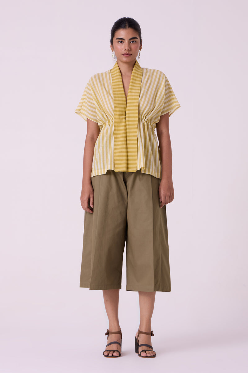 Frances Olive Pants organic cotton twill pant/trouser by The Summer House in olive for women Worldwide