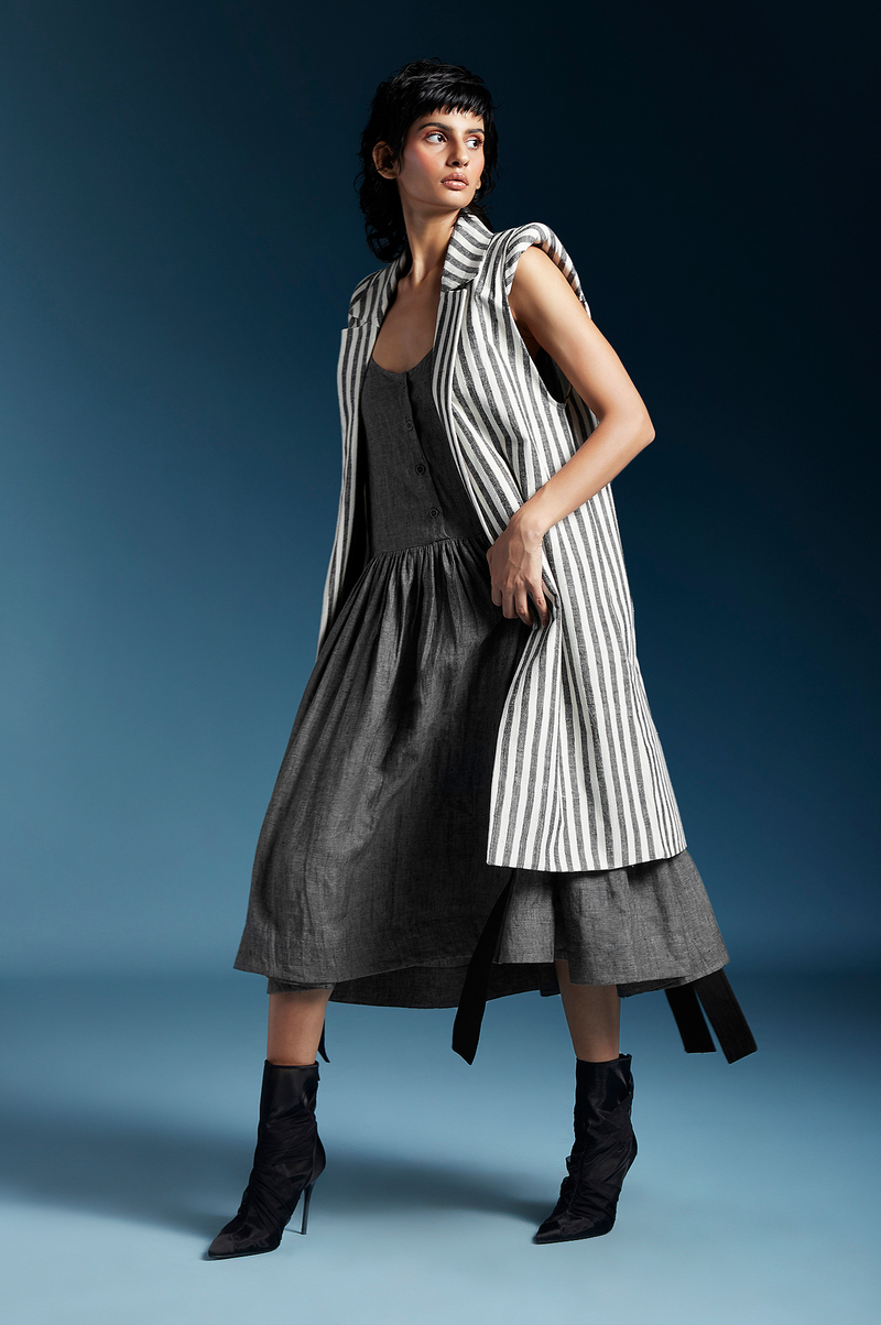 Harley Jacket-Bw Balanced Stripes cotton by Chola for women Worldwide