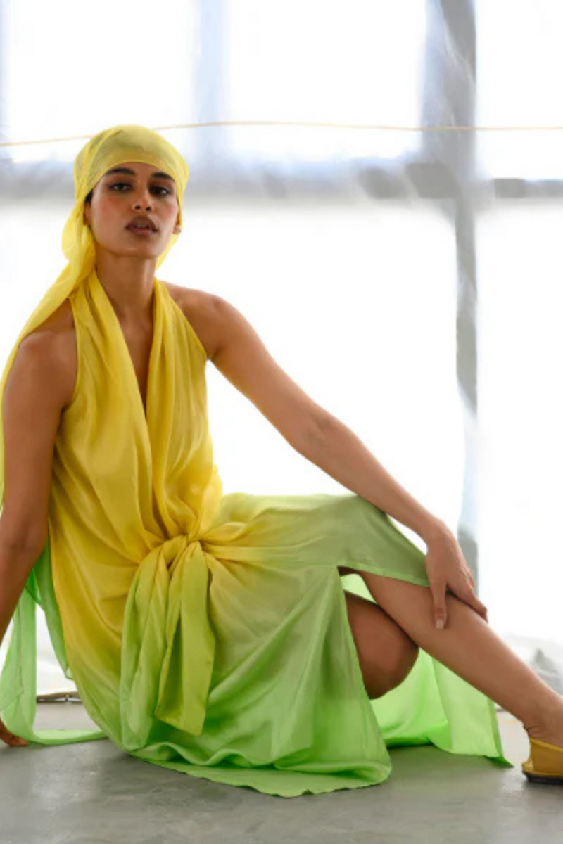 SOLANA OMBRE KNOTTED DRESS silk by Ituvana for women Worldwide