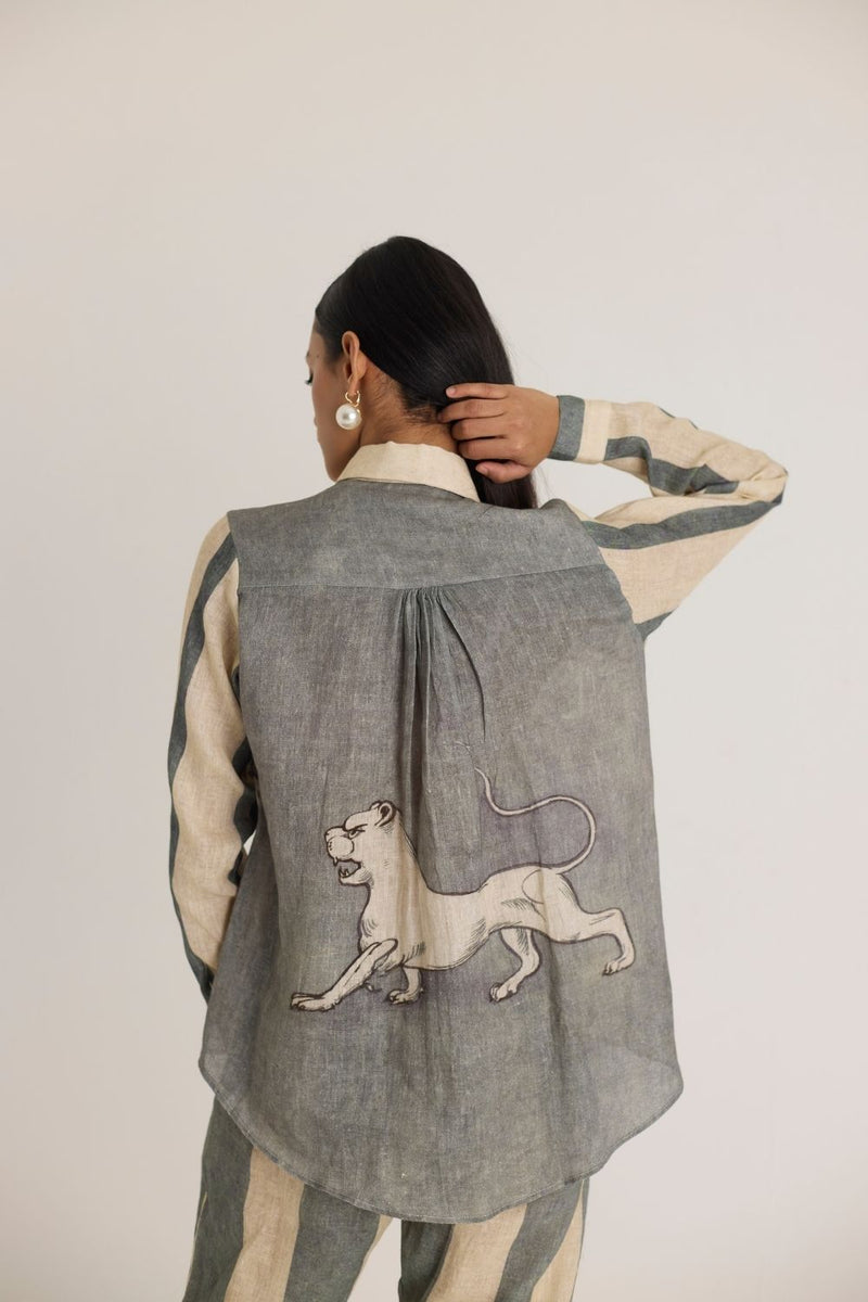 PAWS LINEN CO-ORD SET by Yam in white color for women Worldwide