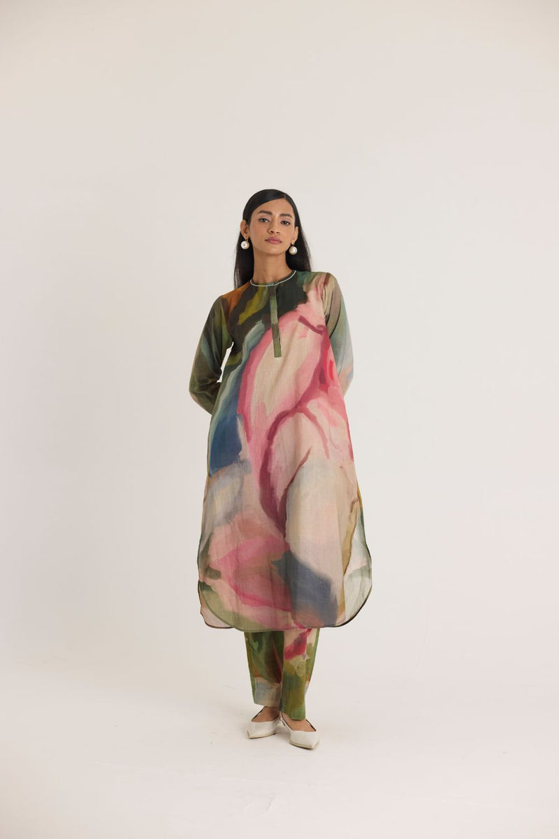 TILLY LONG COTTON KURTA SET cotton by Yam in multi color for women Worldwide