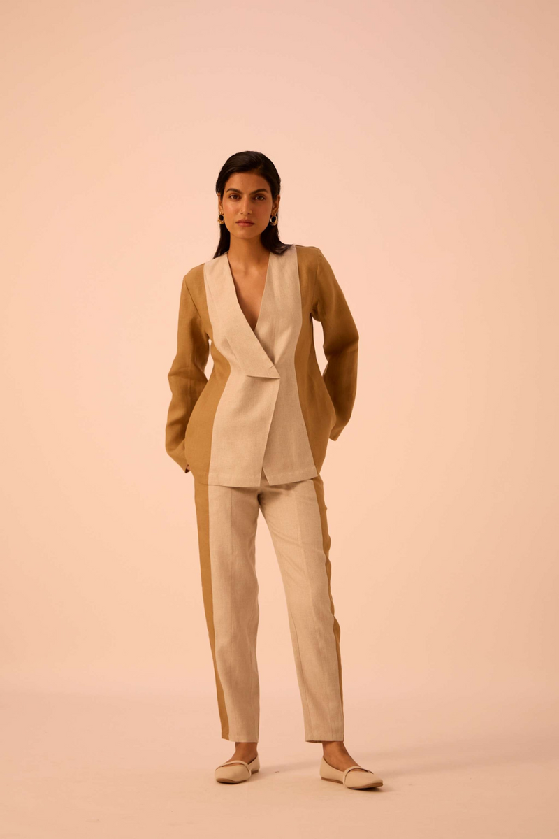 Dimtri Linen Panelled Set by The Summer House in beige color for women Worldwide