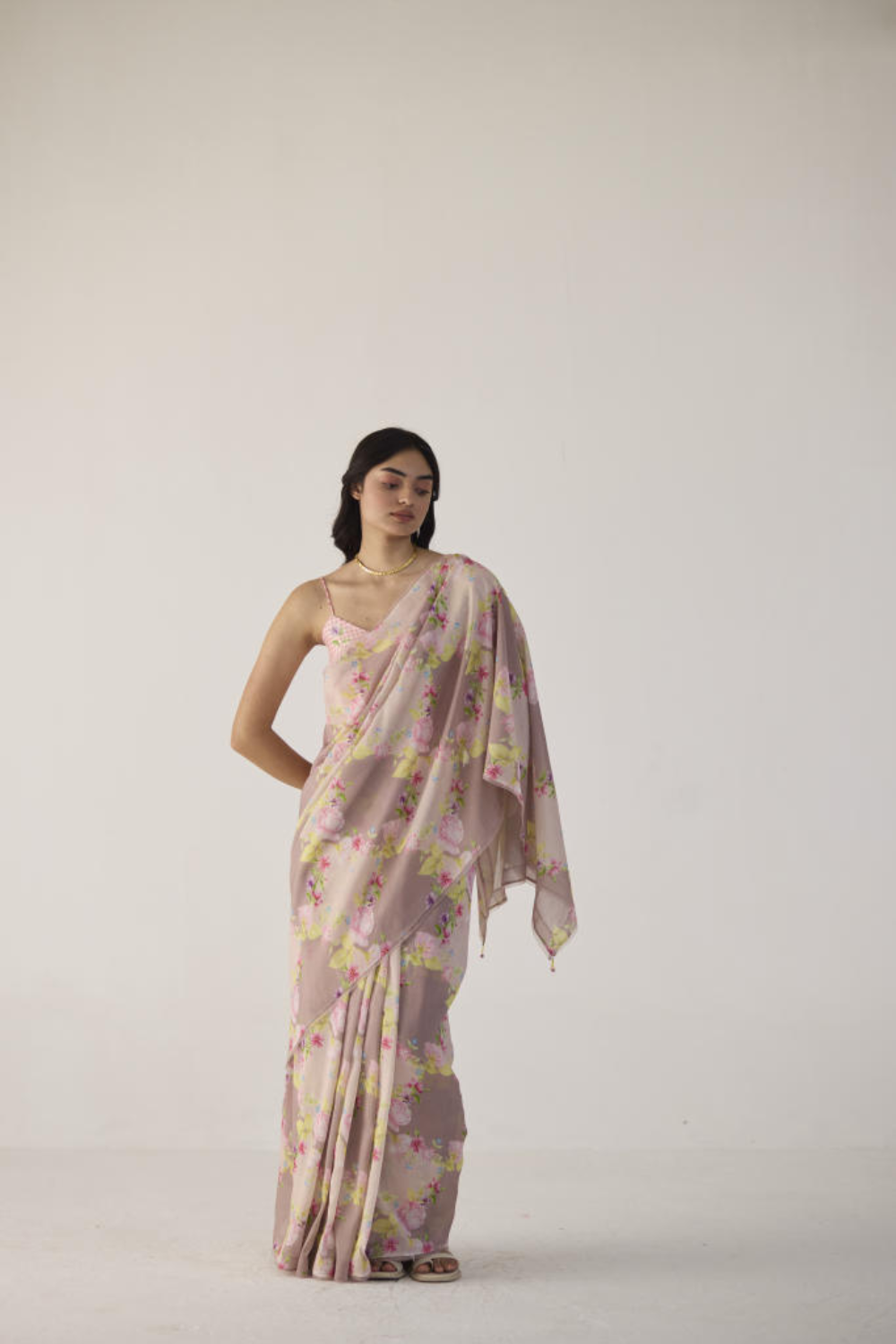 Rose Garden Silk and Cotton Chanderi Sari