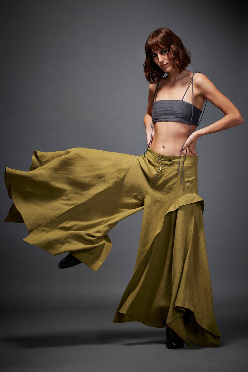 ZEPHYR TROUSER by Chola in olive color for women Worldwide