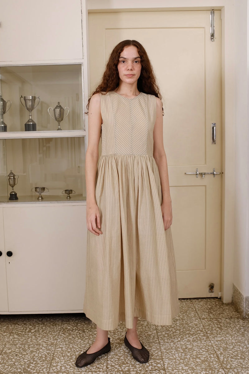 Alaia Dress handwoven cotton dress by MASON AND MILL in beige for women Worldwide