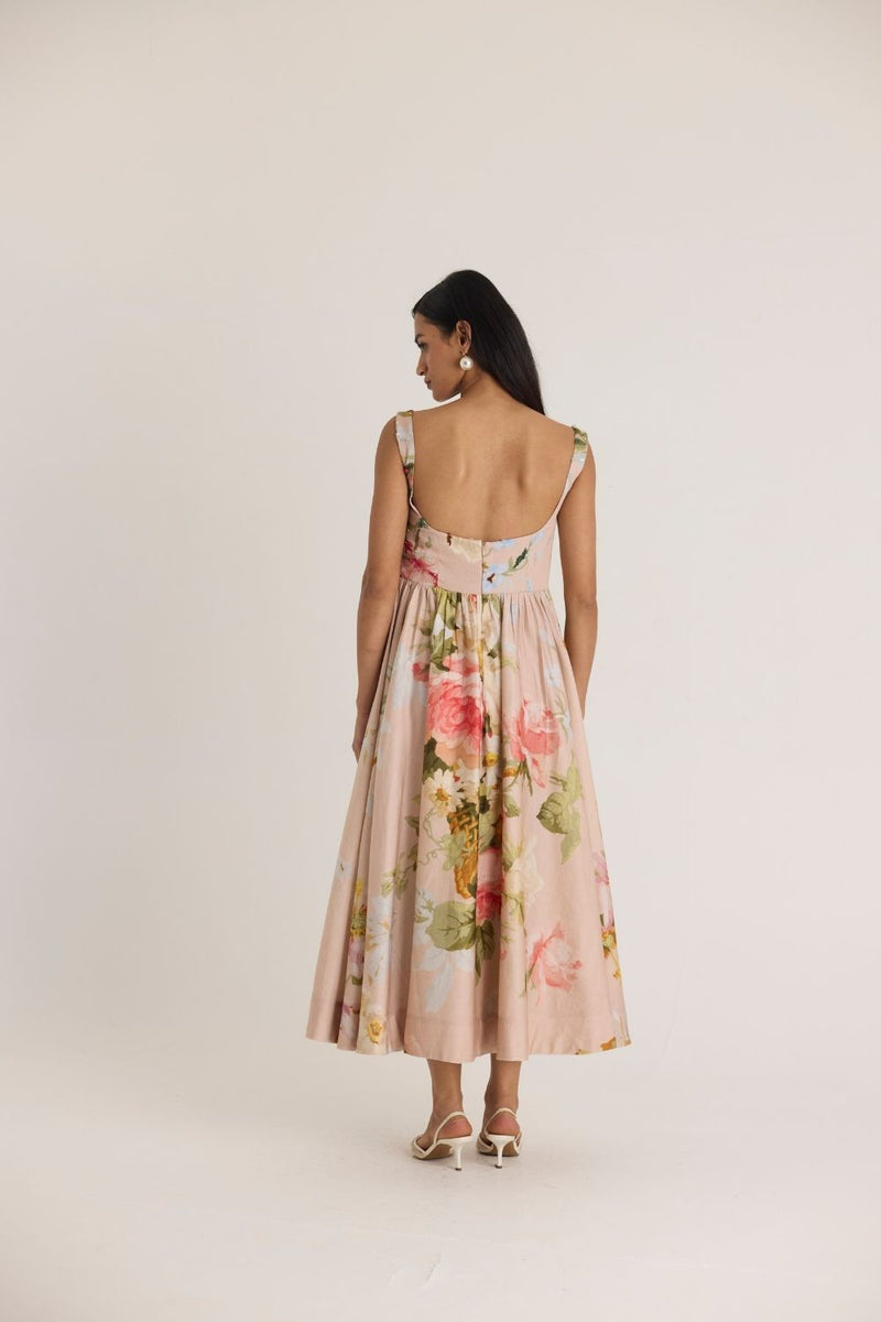 HAZEL EMBROIDERED DRESS satin by Yam in pink color for women Worldwide