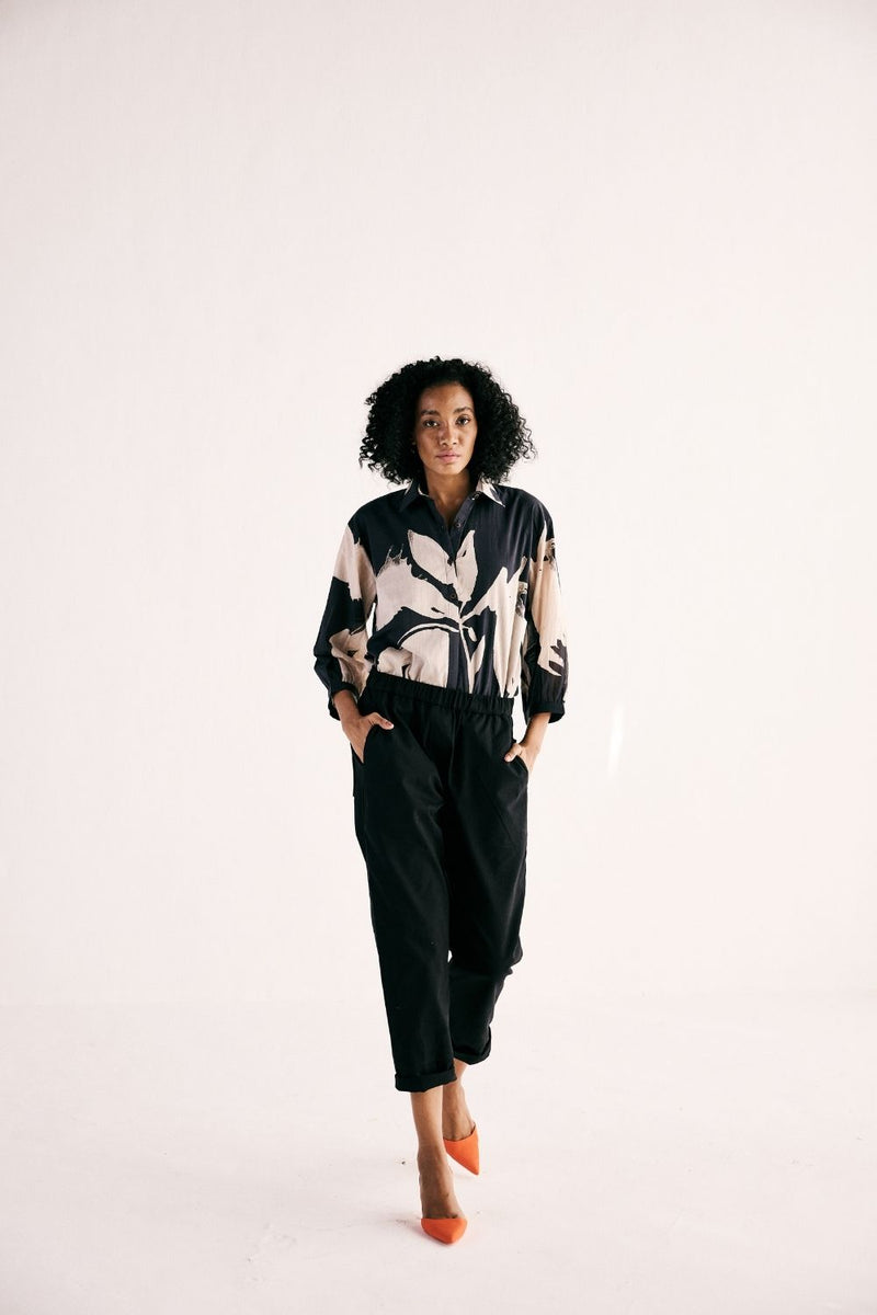 EBONY TROUSERS twill by Khara Kapas in black for women Worldwide