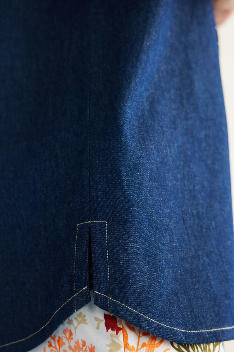 Ocean Morning Sustainable Denim Shirt cotton by SUI in blue color for men Worldwide