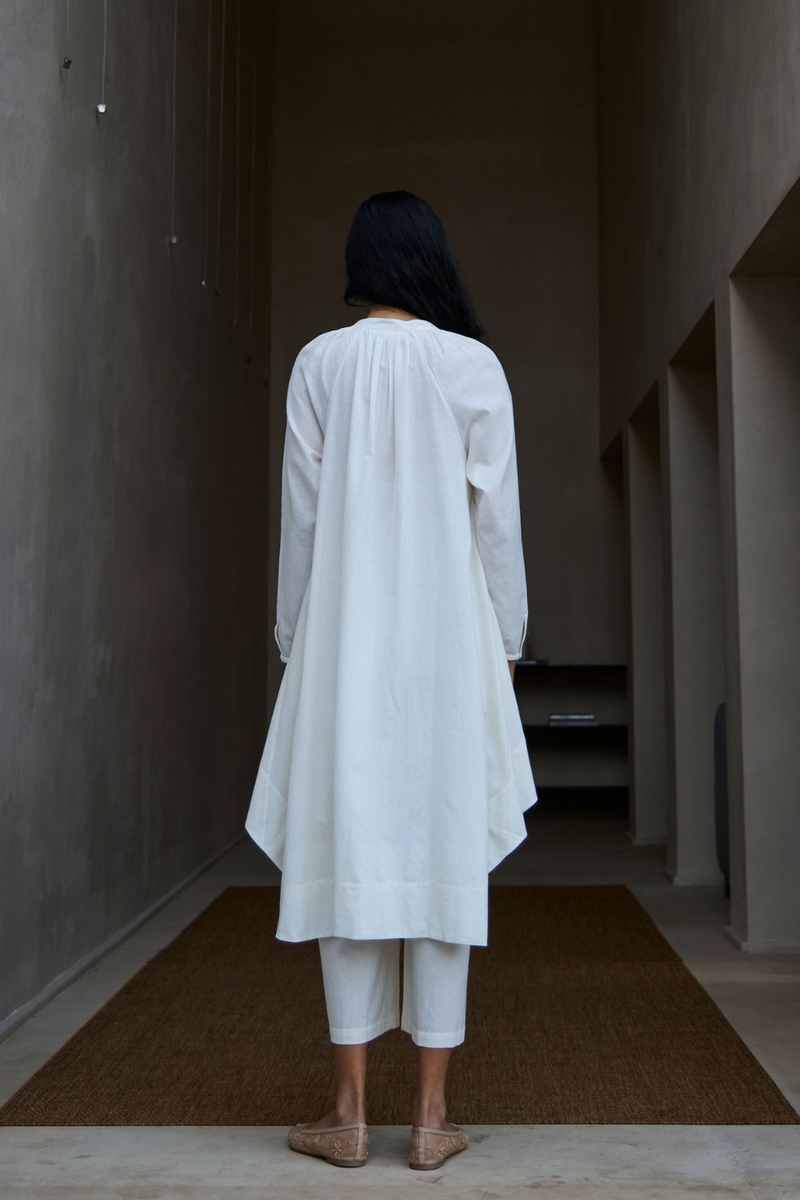 Woodstock Milk Pleated Pants cotton by The Summer House in white color for women Worldwide