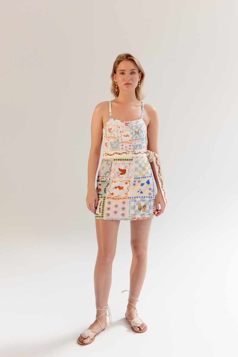 Wrap Me Round Skirt - Boardgame satin by NOIB for women Worldwide