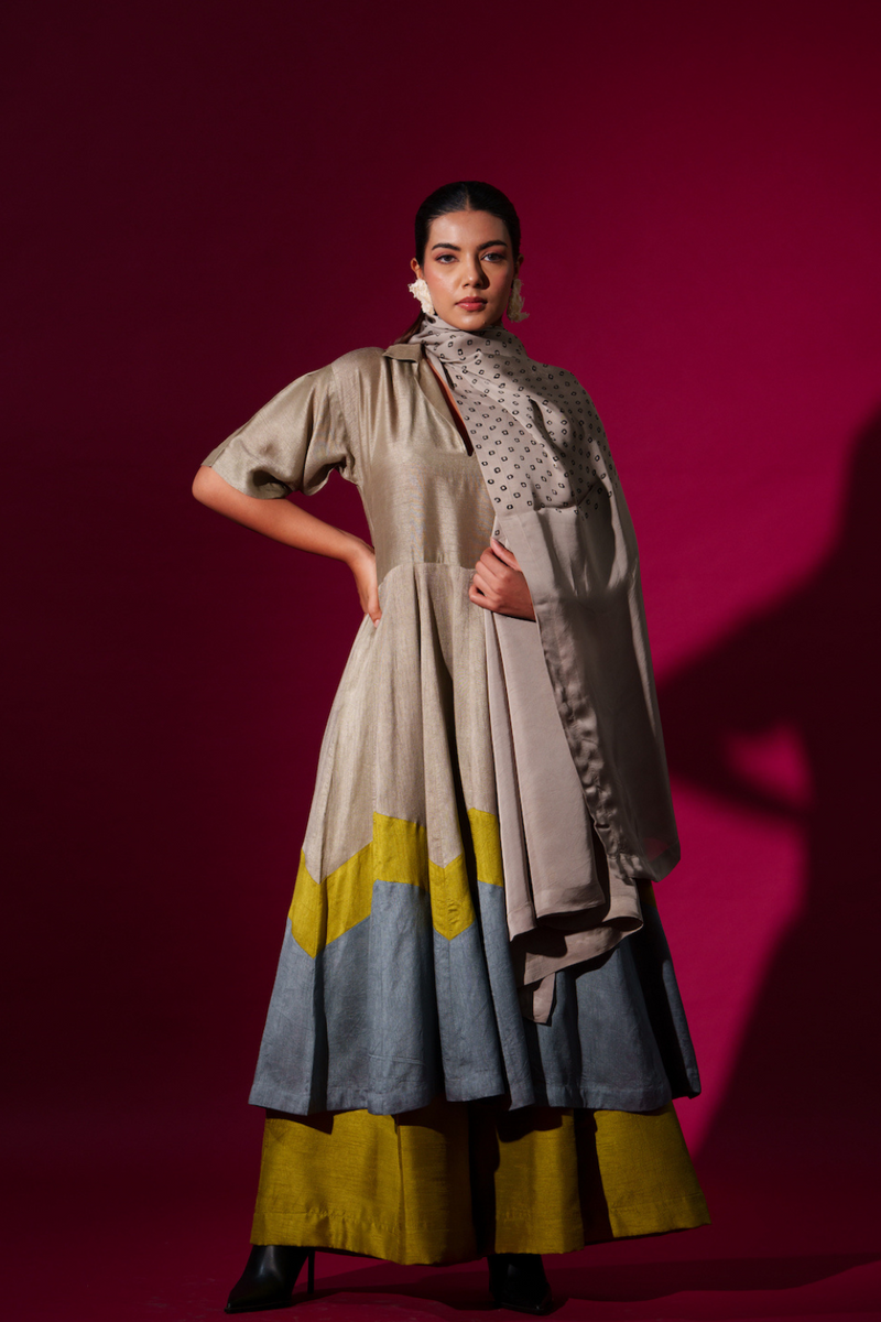 Infinity Dress-Grey + Leaf green + Teal mysore silk dresses by Stoique in grey, leaf green, teal for women Worldwide