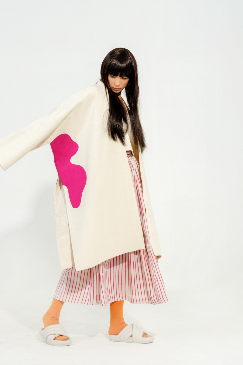 Shitake Jacket cotton matty jackets and overlays by Stoique in natural, pink for women Worldwide