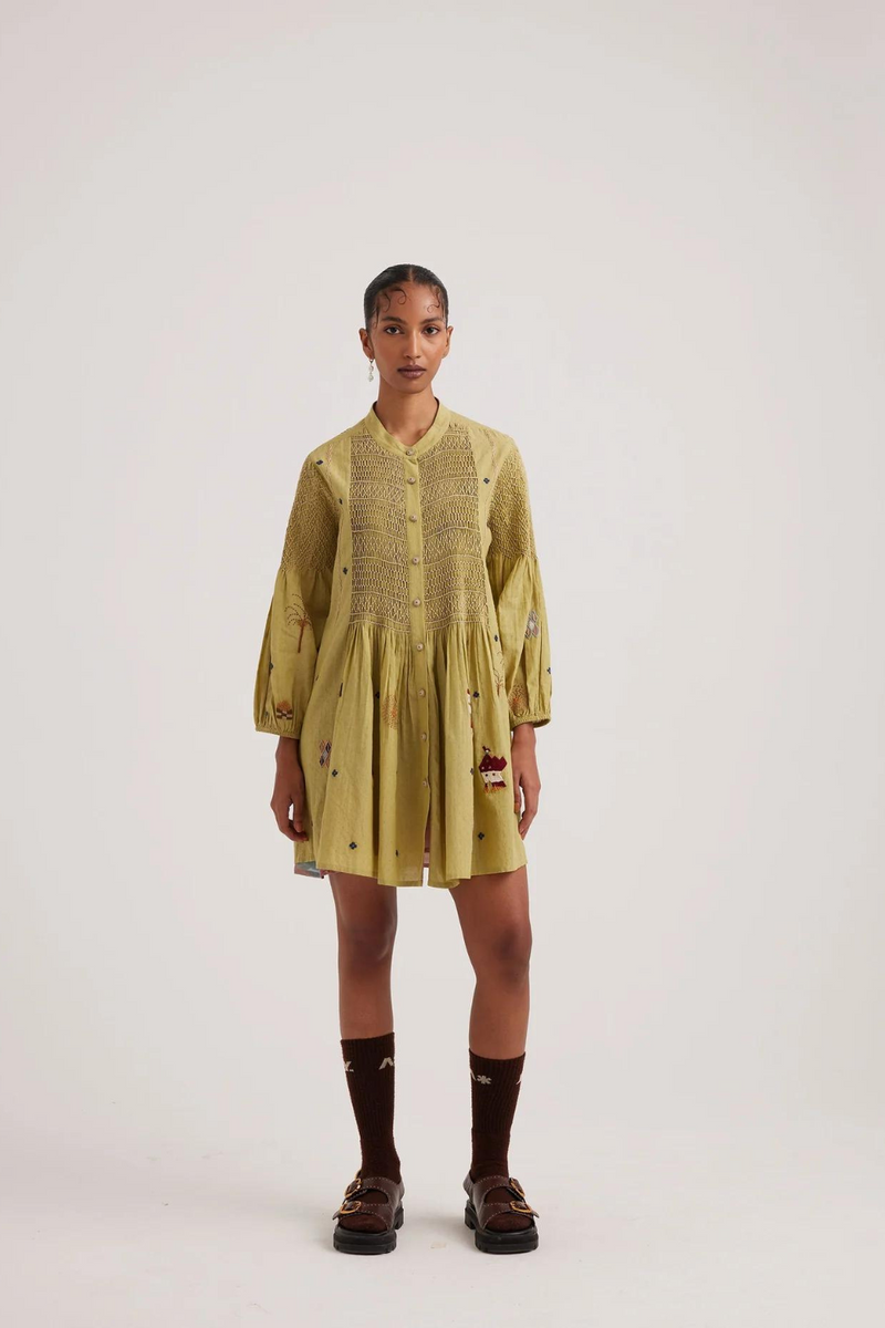 Porto Top-Folk Green cotton by CORD for women Worldwide