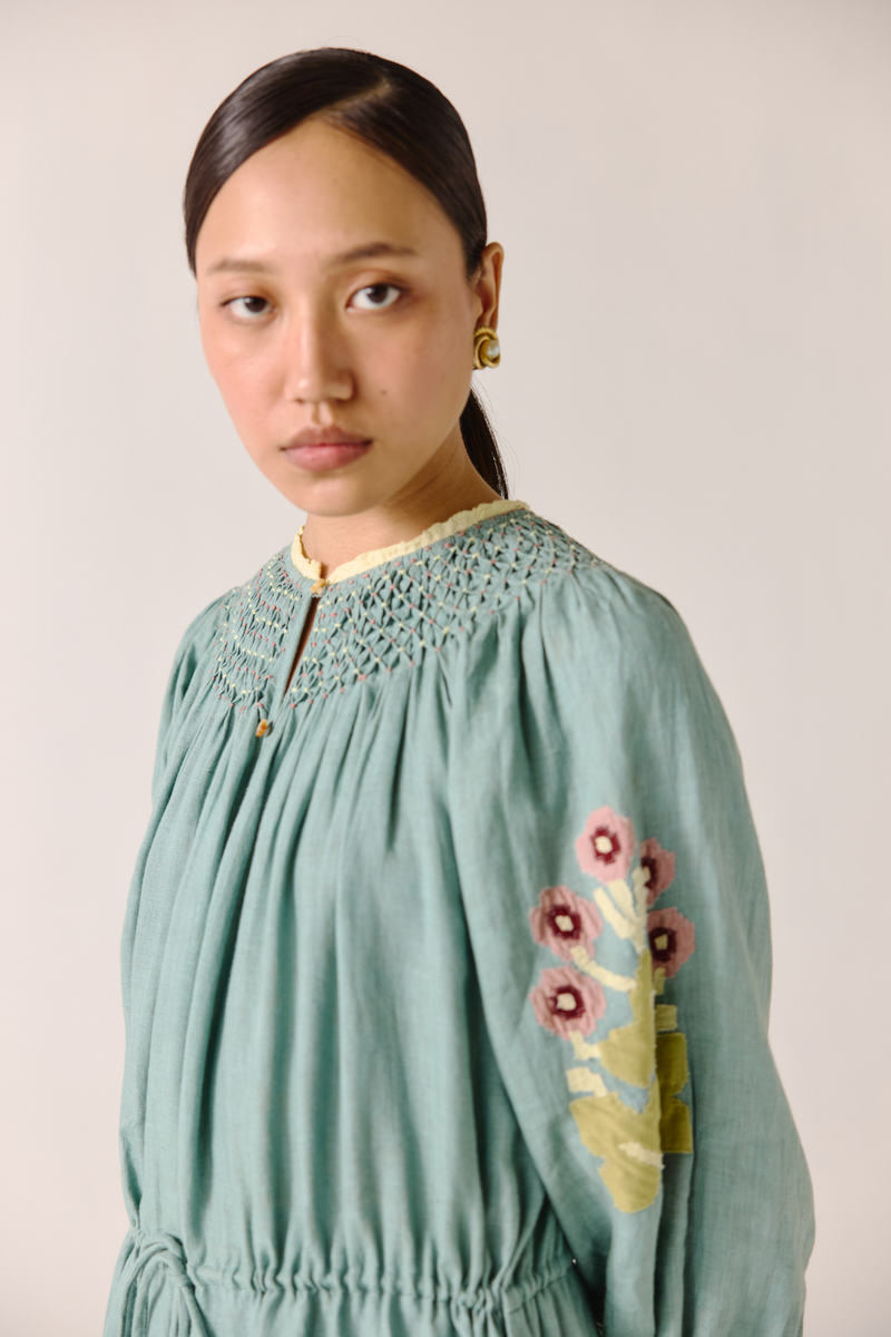 Edith Dress - Pale Blue Pixel Applique by CORD in blue for women Worldwide