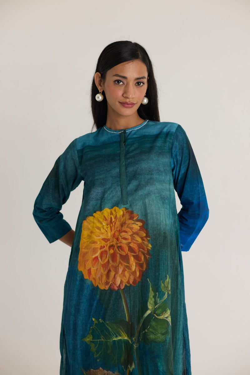 DILLY DALLY LONG KURTA SET cotton by Yam in multi color for women Worldwide