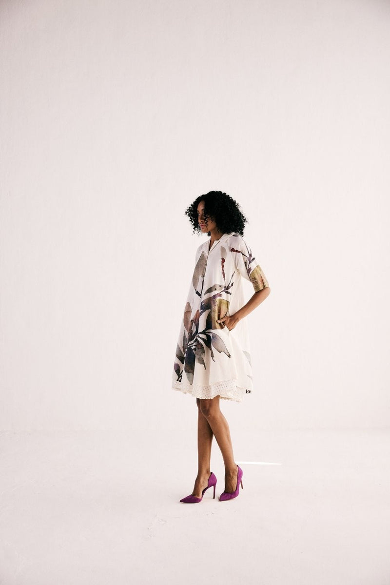 IVORY BLOOM DRESS cotton by Khara Kapas in white for women Worldwide