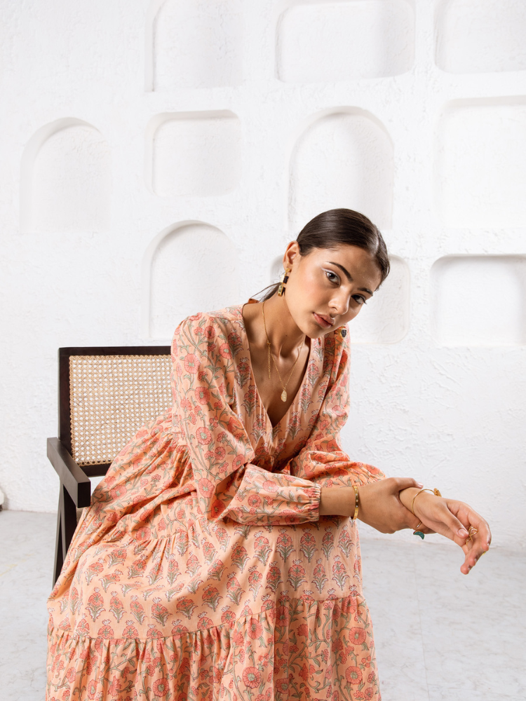 Jaypore Peach Dress Dress by Marche for women Worldwide