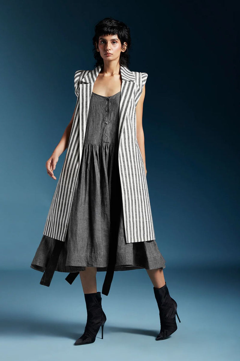 Harley Jacket-Bw Balanced Stripes cotton by Chola for women Worldwide